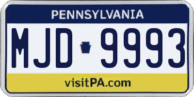 PA license plate MJD9993