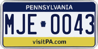 PA license plate MJE0043