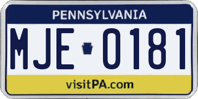 PA license plate MJE0181