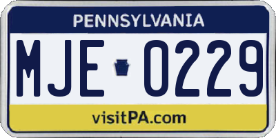 PA license plate MJE0229