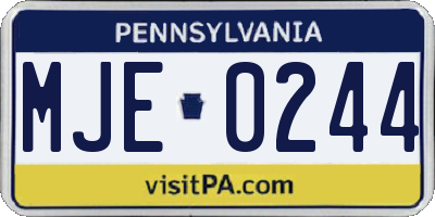PA license plate MJE0244