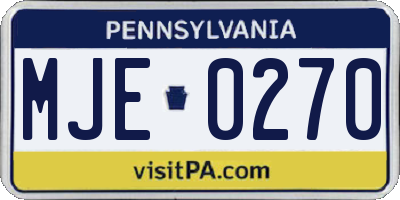 PA license plate MJE0270