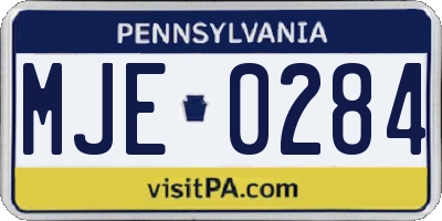 PA license plate MJE0284
