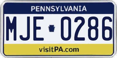 PA license plate MJE0286