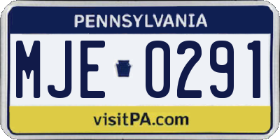 PA license plate MJE0291