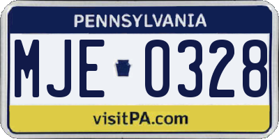 PA license plate MJE0328