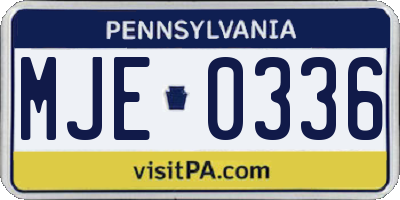 PA license plate MJE0336