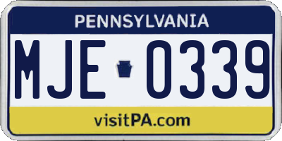 PA license plate MJE0339