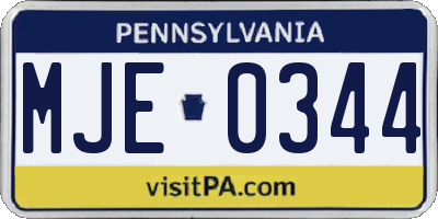 PA license plate MJE0344