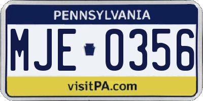 PA license plate MJE0356