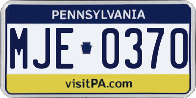 PA license plate MJE0370