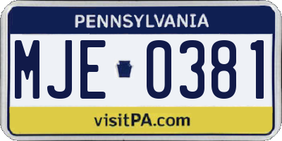 PA license plate MJE0381