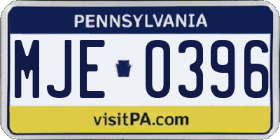 PA license plate MJE0396