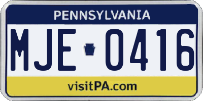 PA license plate MJE0416