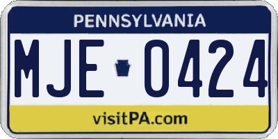 PA license plate MJE0424
