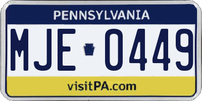 PA license plate MJE0449