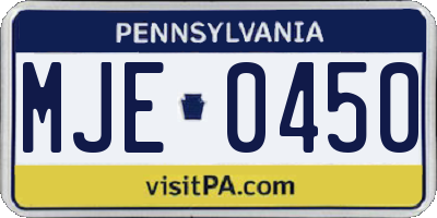 PA license plate MJE0450