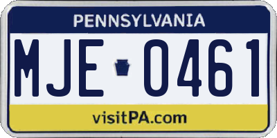 PA license plate MJE0461