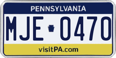 PA license plate MJE0470