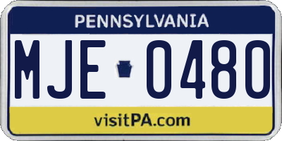 PA license plate MJE0480