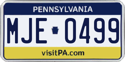 PA license plate MJE0499