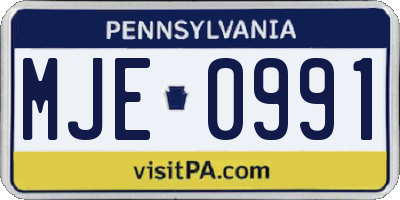PA license plate MJE0991