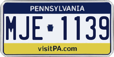 PA license plate MJE1139