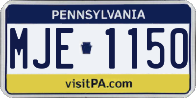 PA license plate MJE1150