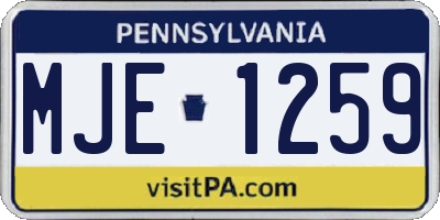 PA license plate MJE1259