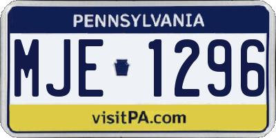 PA license plate MJE1296