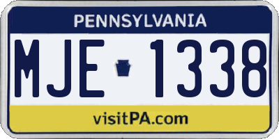 PA license plate MJE1338