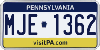 PA license plate MJE1362