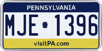PA license plate MJE1396