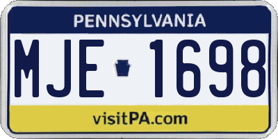 PA license plate MJE1698