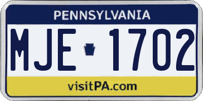 PA license plate MJE1702