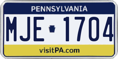 PA license plate MJE1704