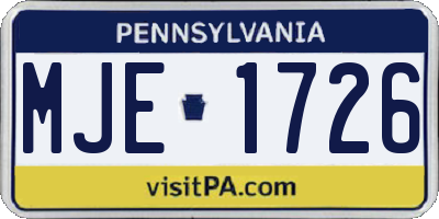 PA license plate MJE1726