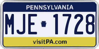 PA license plate MJE1728