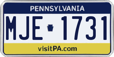 PA license plate MJE1731