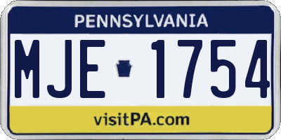 PA license plate MJE1754