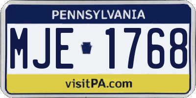 PA license plate MJE1768