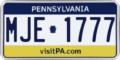 PA license plate MJE1777