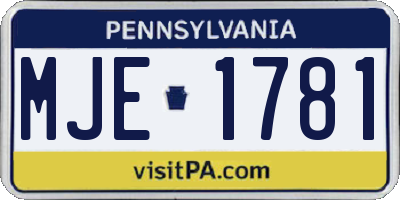 PA license plate MJE1781