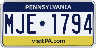 PA license plate MJE1794