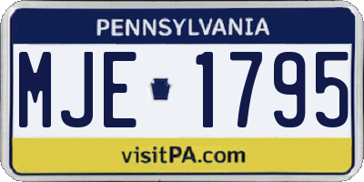 PA license plate MJE1795
