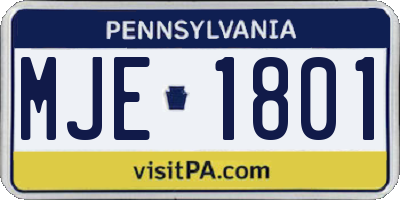 PA license plate MJE1801