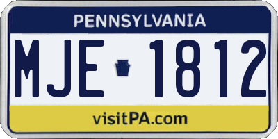 PA license plate MJE1812