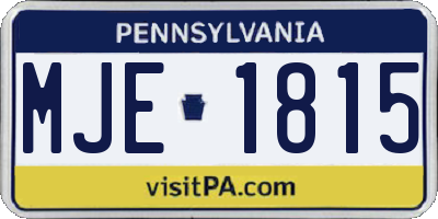 PA license plate MJE1815