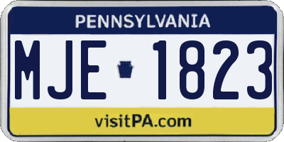 PA license plate MJE1823