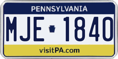 PA license plate MJE1840